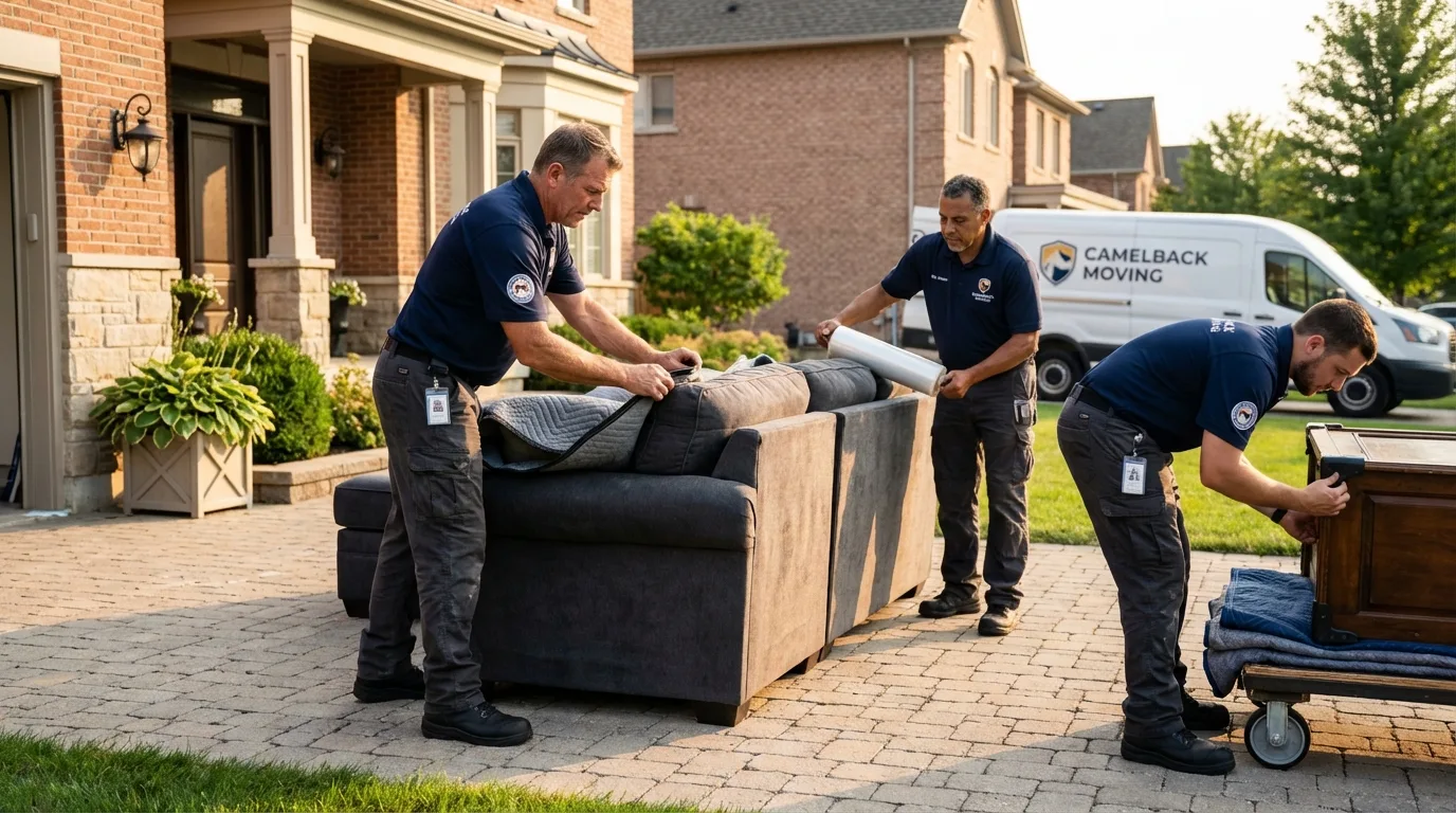 Large estate moving crew wrapping furniture in King George, VA