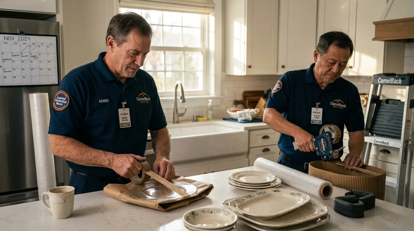Professional crew packing kitchen dishware in King George, VA